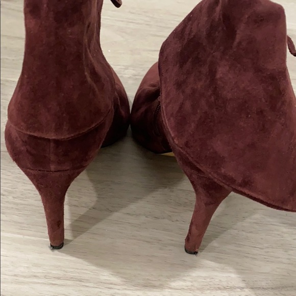 Burgundy suede fold over boots - Picture 4 of 5